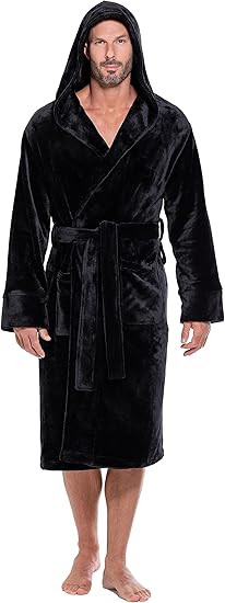 Turquaz Plush Robes For Men, Soft Fuzzy Hooded Mens Bathrobes, Long Comfy Robe For Men | Amazon (US)