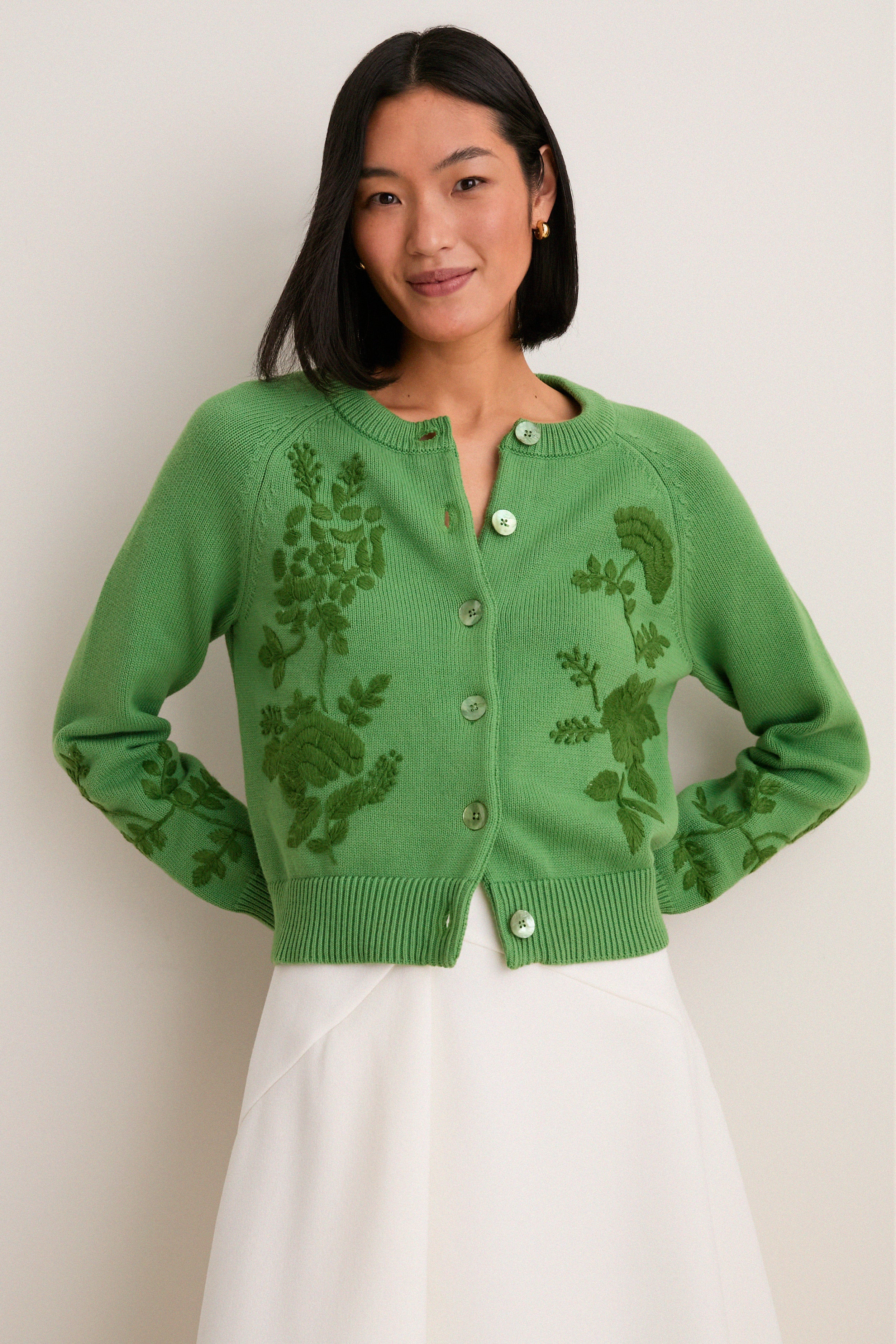 Pistachio Embroidered Floral Quincy Sweater | Tuckernuck (US)