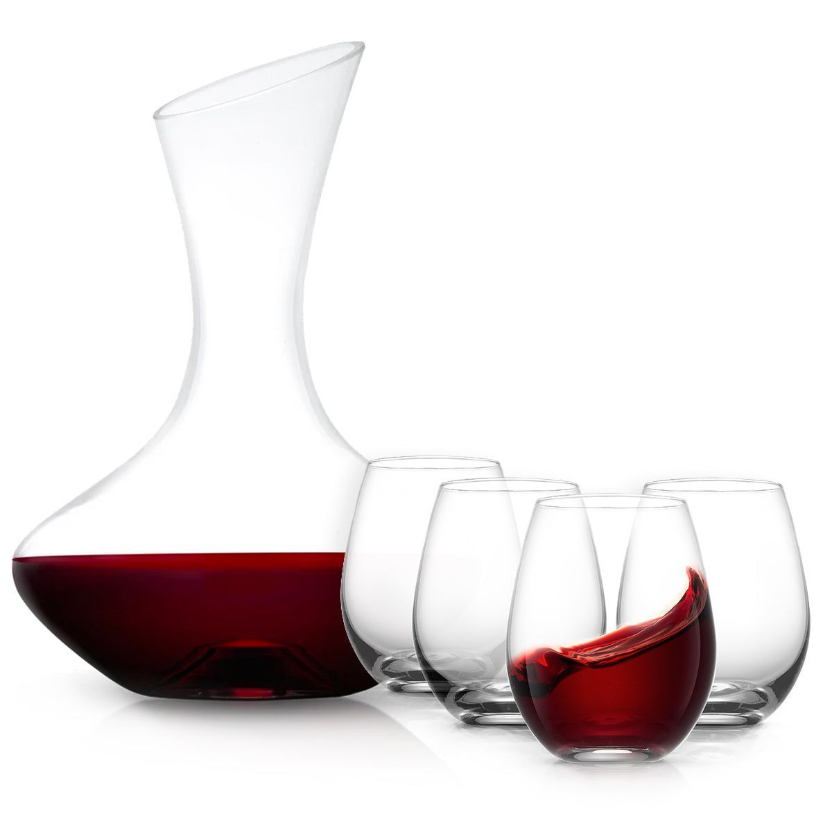 JoyJolt Lancia Crystal Wine Decanter &  Stemless Wine Glasses Set | Target