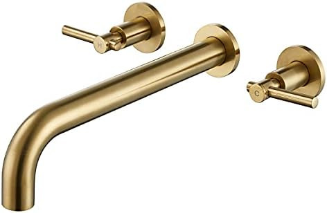 Wall Mount Tub Filler Brushed Gold Tub Faucet Brass Bathroom Bathtub Faucets with 2 Handles | Amazon (US)