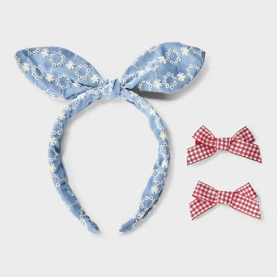 Toddler Girls' 3pk Demin Eyelet Headband and Bow Clips - Cat & Jack™ | Target