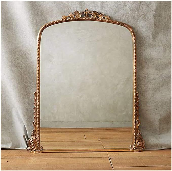 XDD European Style Bathroom Mirror Gold Carved Mirror Dressing Table Mirror Wall Hanging Bedroom ... | Amazon (US)