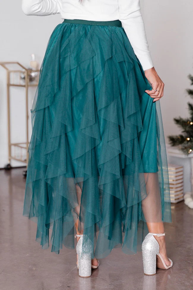 Magical Feeling Evergreen Tulle Maxi Skirt | Pink Lily