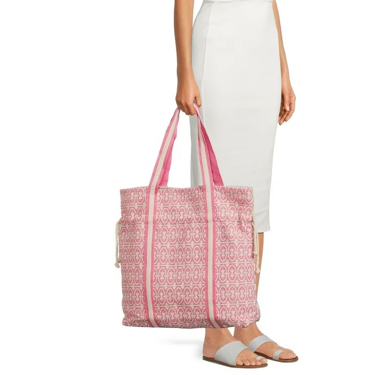 No Boundaries Juniors' Print Beach Tote, Pink Lollipop | Walmart (US)