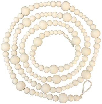 Wood Bead Garland Without Tassels, 84 Inch Natural Wooden Beads Garland, 7 Feet Handmade Boho Dec... | Amazon (US)