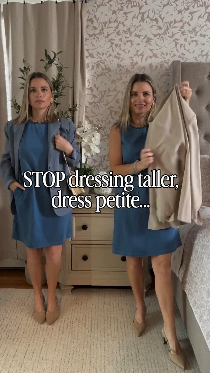 Comment SHOP for a 🔗 to everything! 🤎 💙 

#petitestyle #petitehacks #petitetips #styling #styletips stylehacks whattowear grwm ootd outfitinspo styletips stylehacks springtime businesscasual denim dress petite friendly petitedress workwear officeoutfit summertime