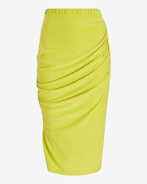 Silky Sueded Jersey High Waisted Ruched Pencil Skirt | Express