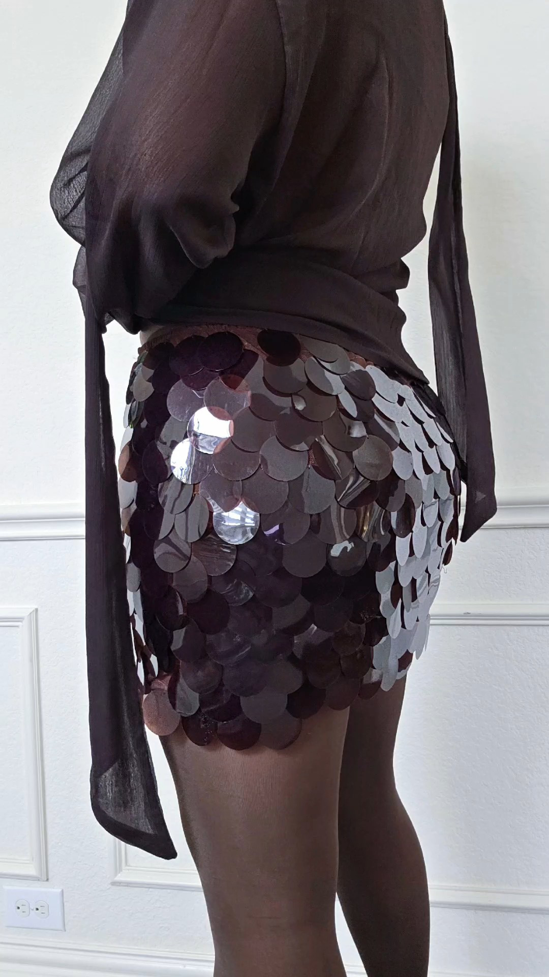 Today I'm giving you celebrity glam on a budget! This sequin disc skirt is under $20 and gives fun festivity in the color of the season, expresso. Yes, she sheds — but all icons do 😂 I just stitch the sequins back on and keep it moving. Sparkle first, questions later.  

#LTKstorytime #LTKOver40 #LTKFindsUnder50