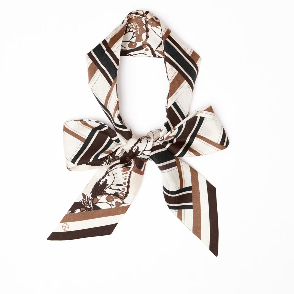 Lost Pattern X Leatherology Silk Twilly Scarf - Neutral | Wolf & Badger