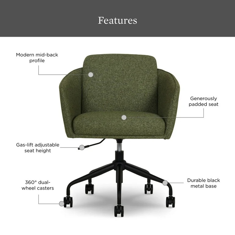 Better Homes & Gardens Juliet Office Chair, Olive Green | Walmart (US)
