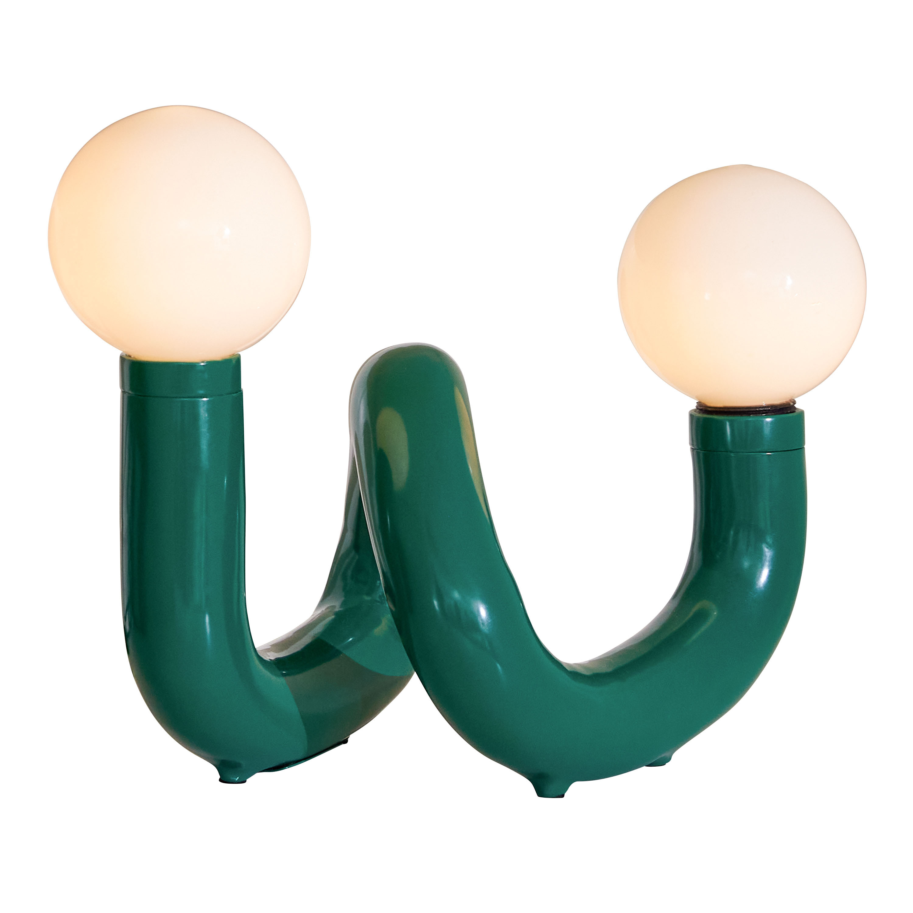 Loop Green Metal and Opal Glass Globe 2 Light LED Table Lamp | World Market