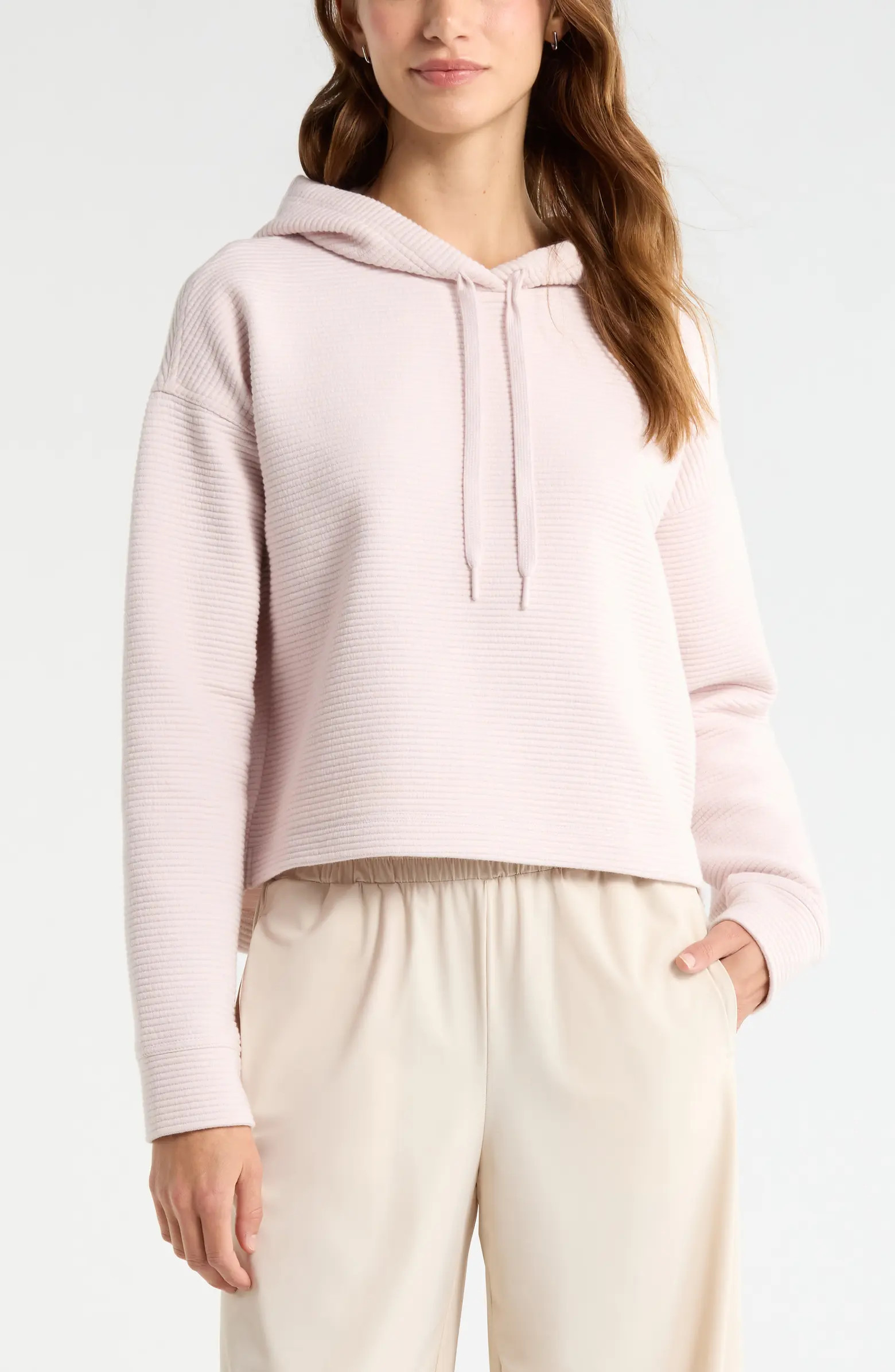 Ottoman Cotton Blend Ribbed Hoodie | Nordstrom