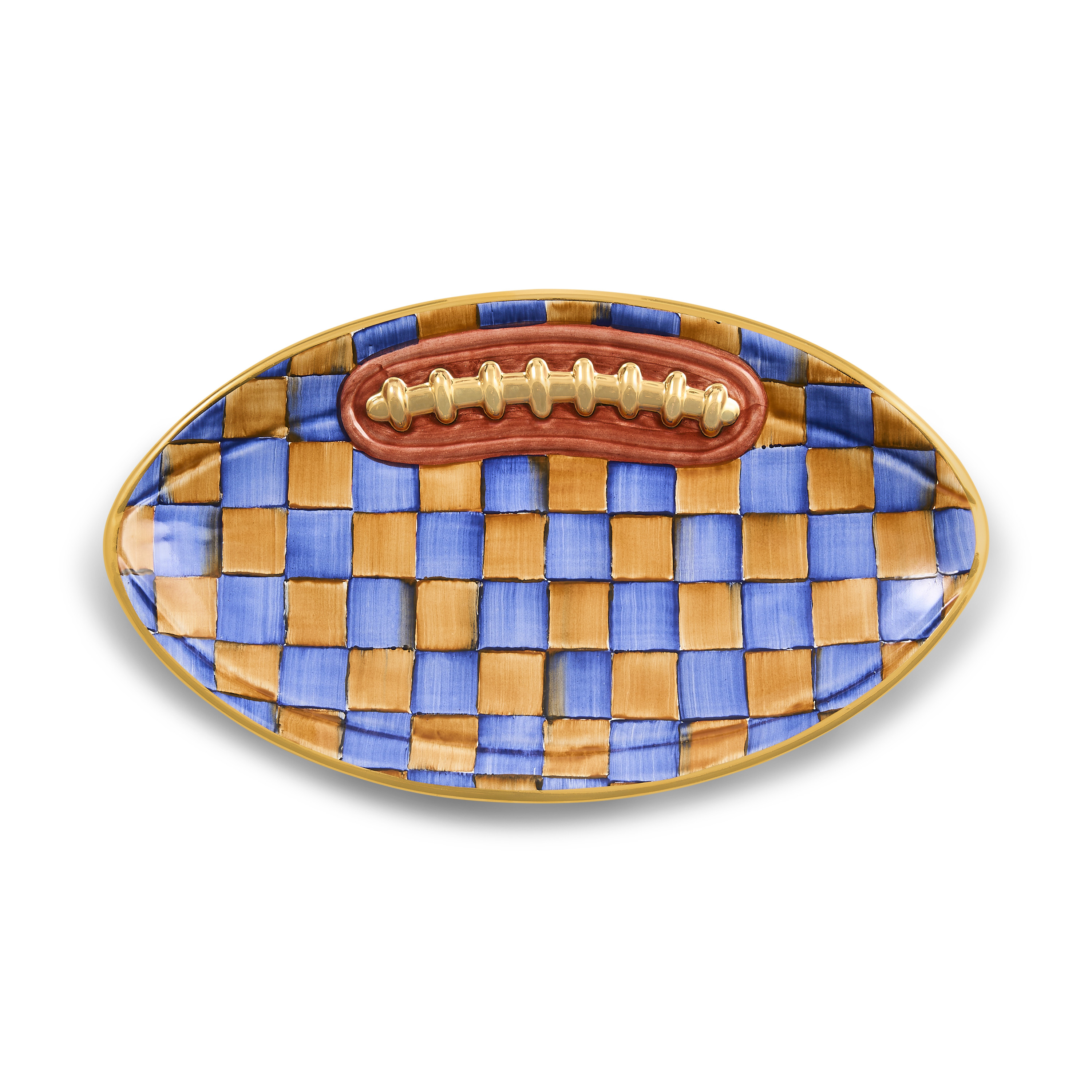 Ginger & Royal Check Football Platter | MacKenzie-Childs