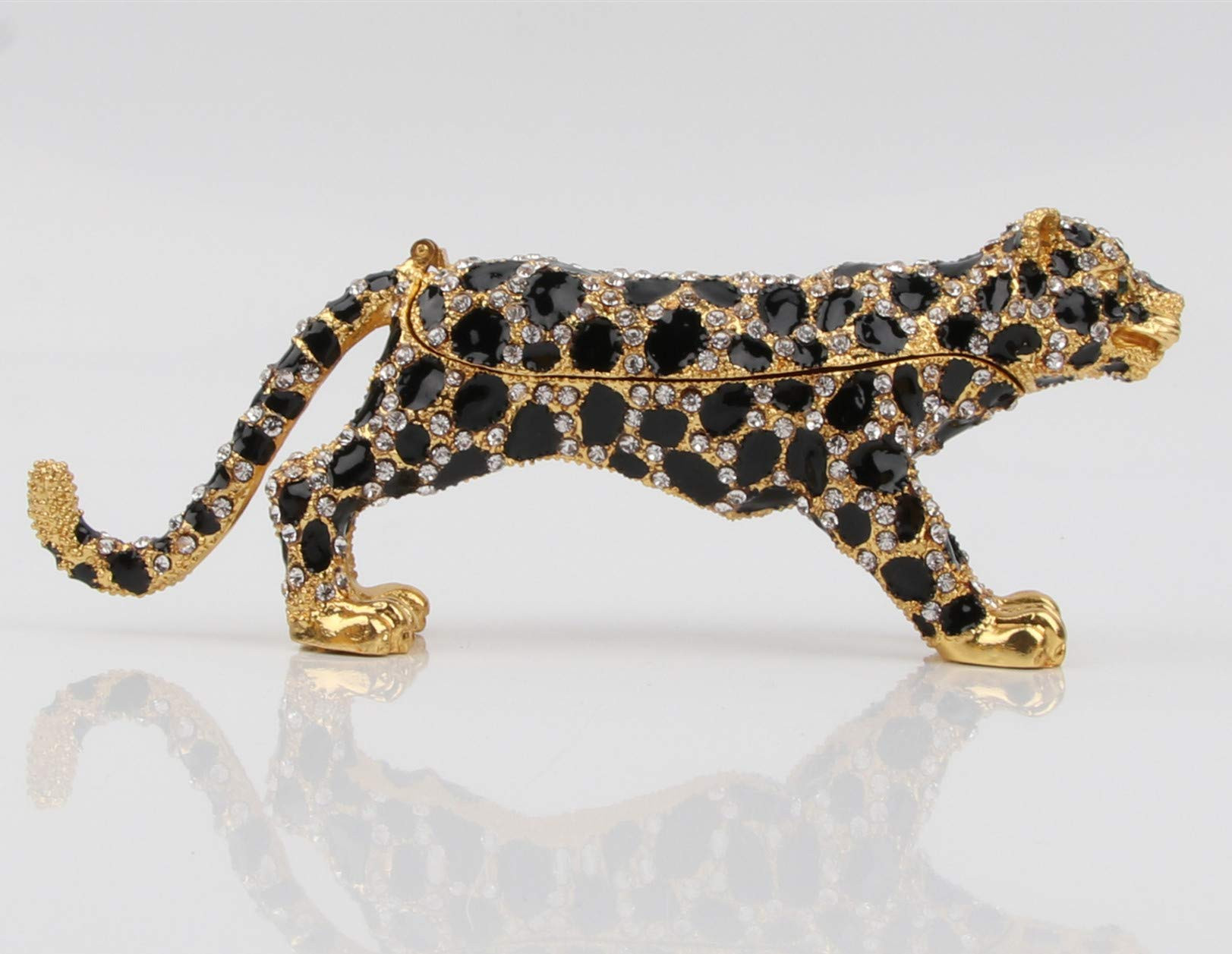 SEVENBEES 24K Golden 5.7in Leopard Jewelry Trinket Boxes Hinged with Crystal Element Design Leopa... | Amazon (US)