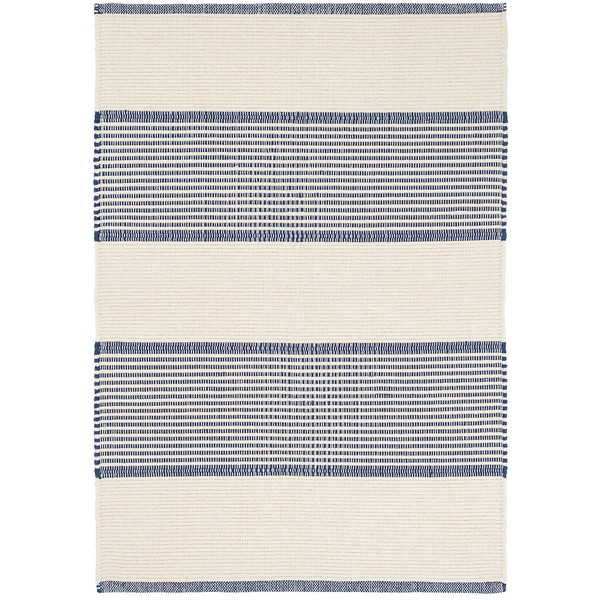 La Mirada Navy Handwoven Cotton Rug | Annie Selke