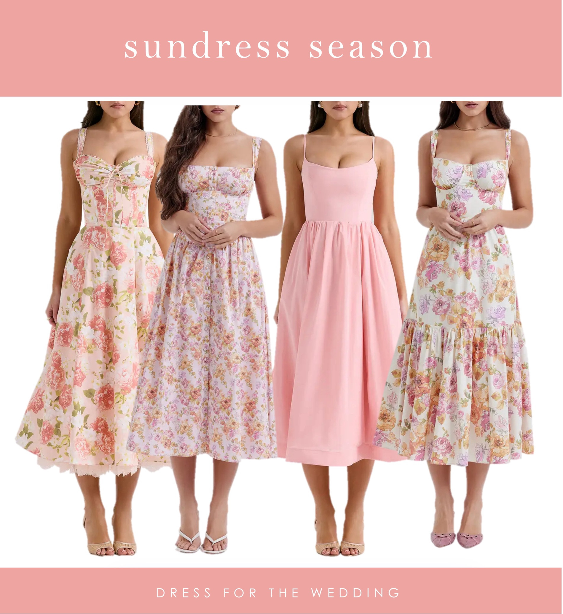 Sundresses, spring dress, spring outfit, bridal shower guest dress, graduation party dress, brunch dress, cute day dress, pink dress, corset dress, midi dress, pink floral day dress, dress for bridal brunch, date night dress, summer dress, vacation dress, romantic dress, puff sleeve, white floral, wide strap, full skirt, country dress, country concert dress, derby dress, horse race dress, coral dress, House of CB dresses, white floral dress, retro dress, Nordstrom. 🌸 Follow Dress for the Wedding on LiketoKnow.it for more wedding guest dresses, bridesmaid dresses, wedding dresses, and mother of the bride dresses. 

#LTKparties #LTKwedding #LTKSeasonal