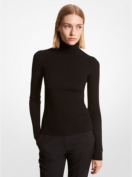 Ribbed Stretch Merino Wool Turtleneck Sweater | Michael Kors CA