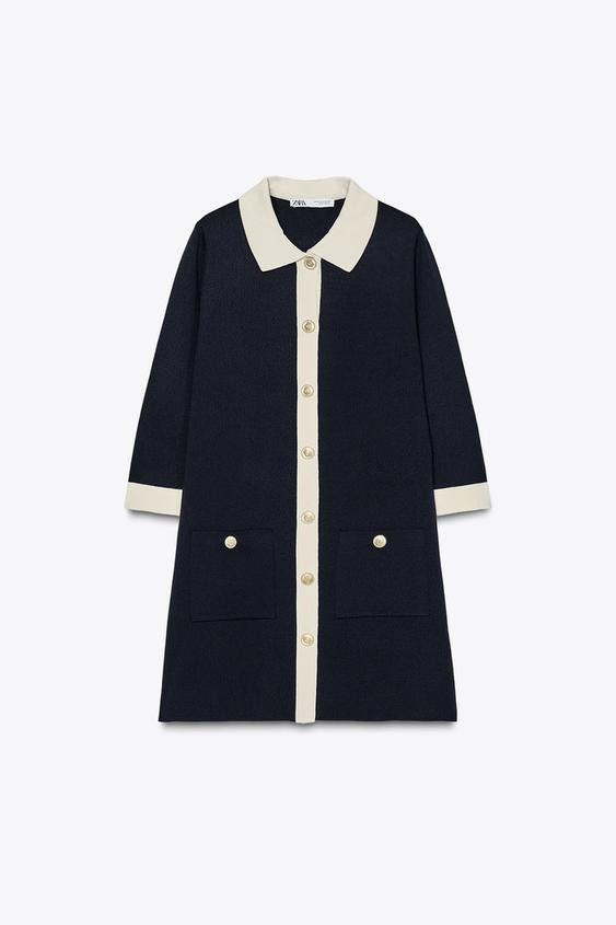 Short Knit Dress with Gold Buttons | Zara US