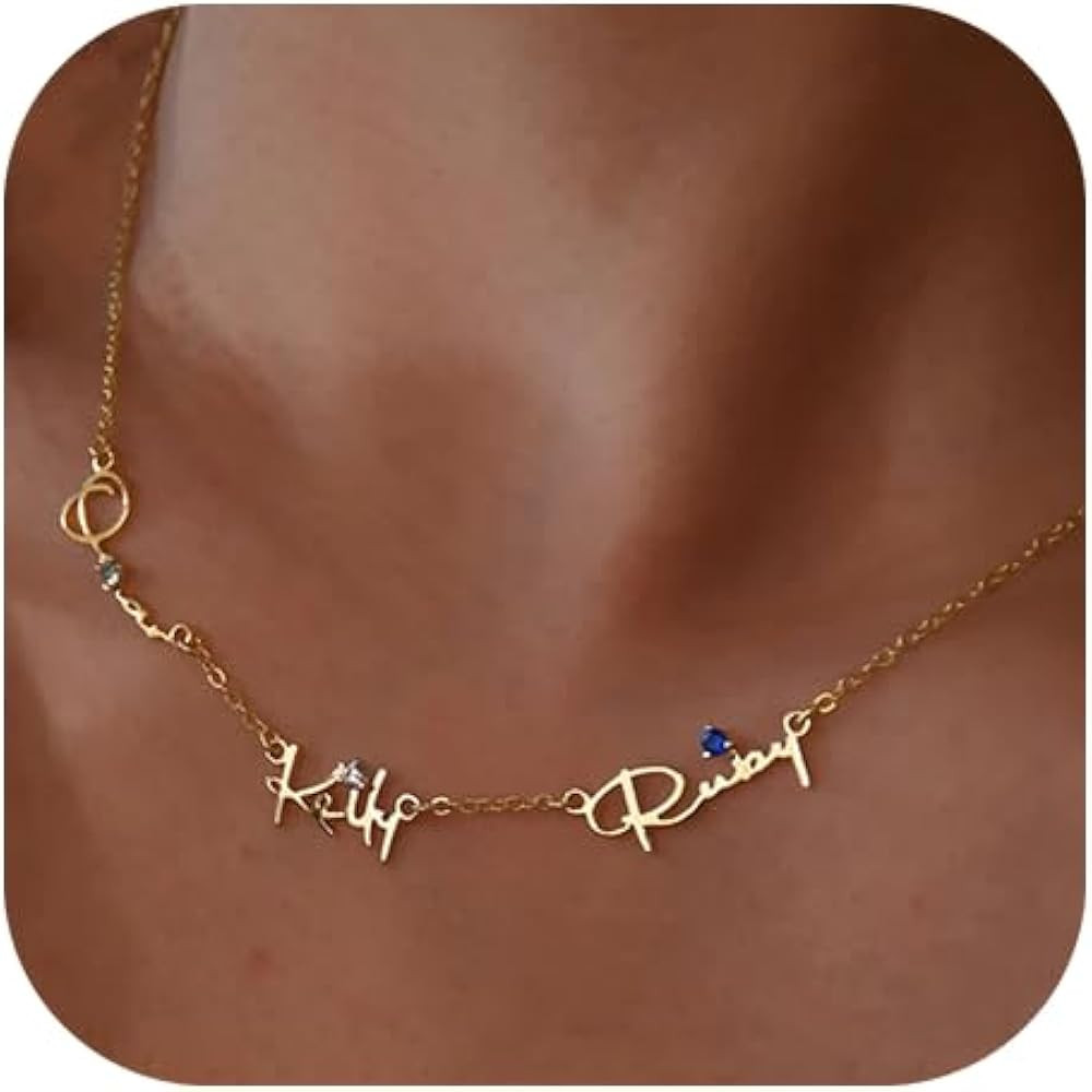 Xianofu Mothers Day Personalized Name Necklace for Women, 18K Gold Plated Handmade Custom Necklac... | Amazon (US)