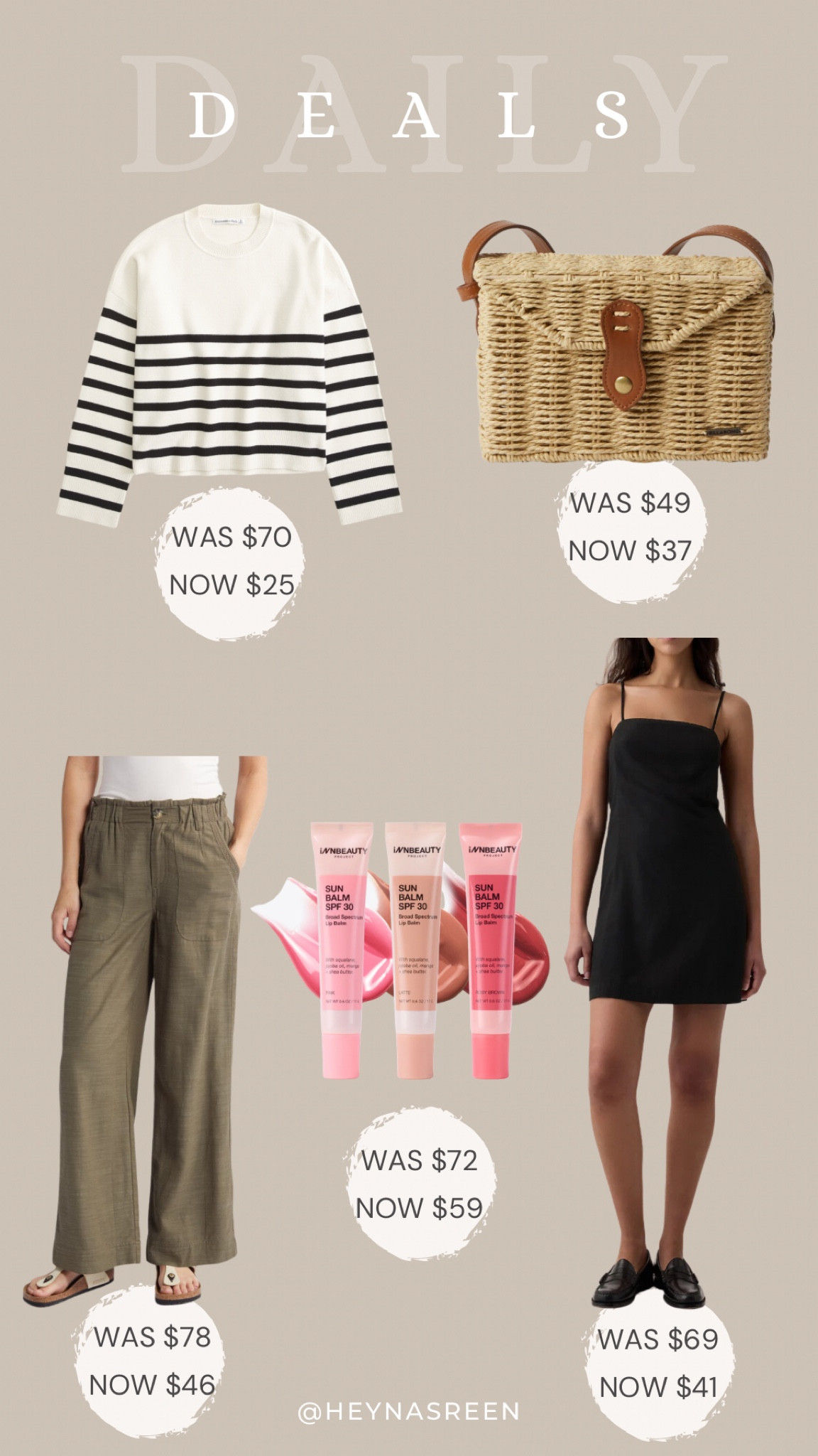 Daily deals on Abercrombie stripped sweater, Billabong straw cross-body bag, Wit & Wisdom wide leg pants, Gap linen dress, InnBeauty 3 pack SPF lip balm 

#LTKSaleAlert