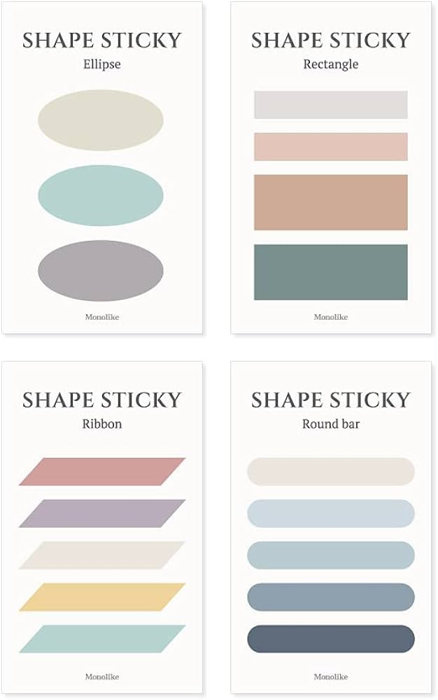 Monolike Shape Schooling Sticky-it - 4p Set Self-Adhesive Memo Pad 30 Sheets | Amazon (US)