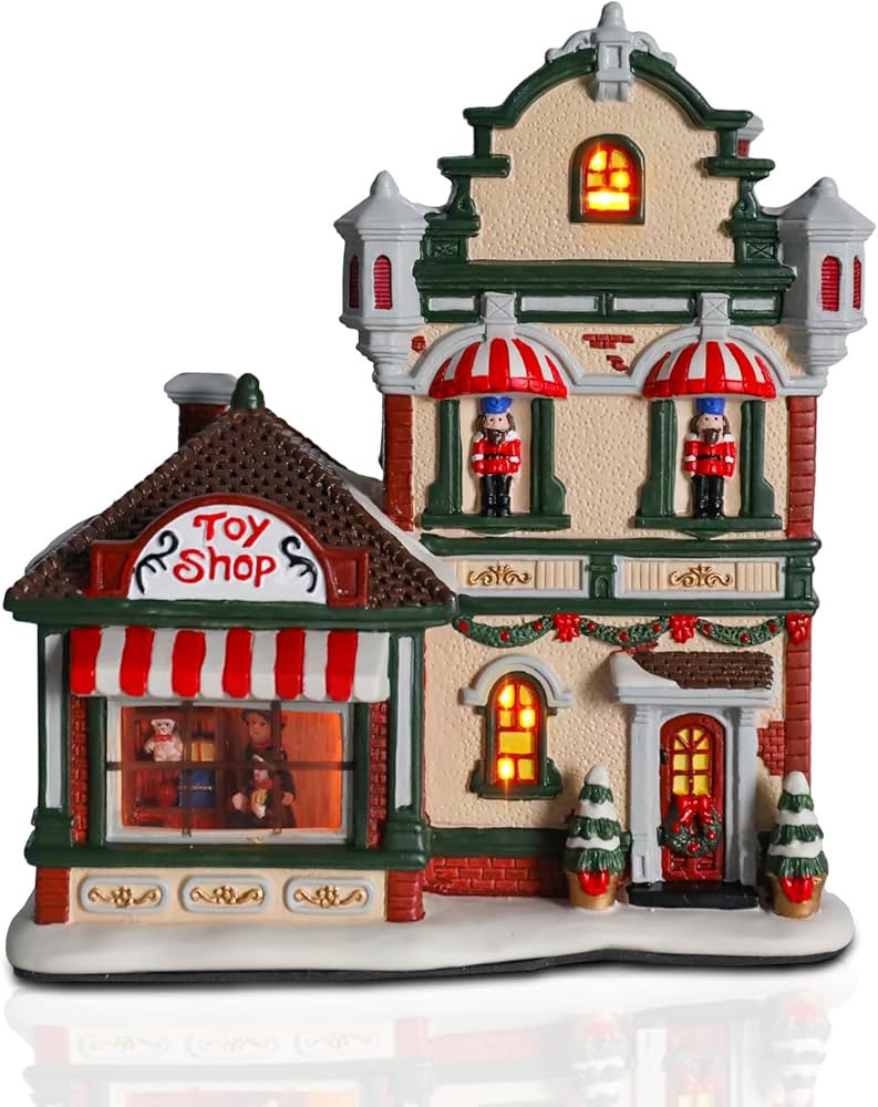 VCUTEKA Gingerbread House Christmas Decorations Indoor, Ceramics Christmas Village with LED Light... | Amazon (US)
