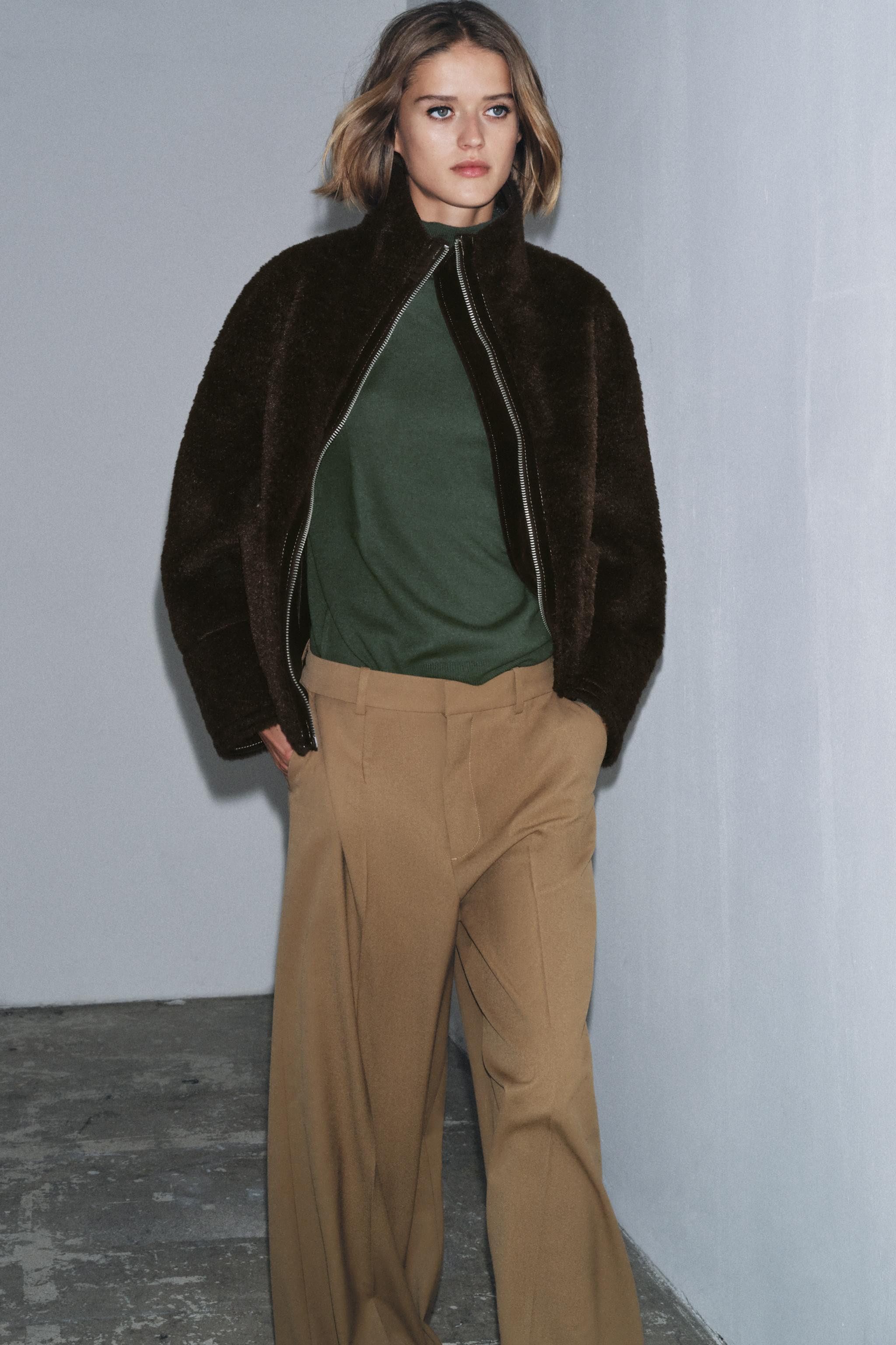 ZW COLLECTION FAUX SHEARLING DOUBLE-FACED JACKET | Zara US