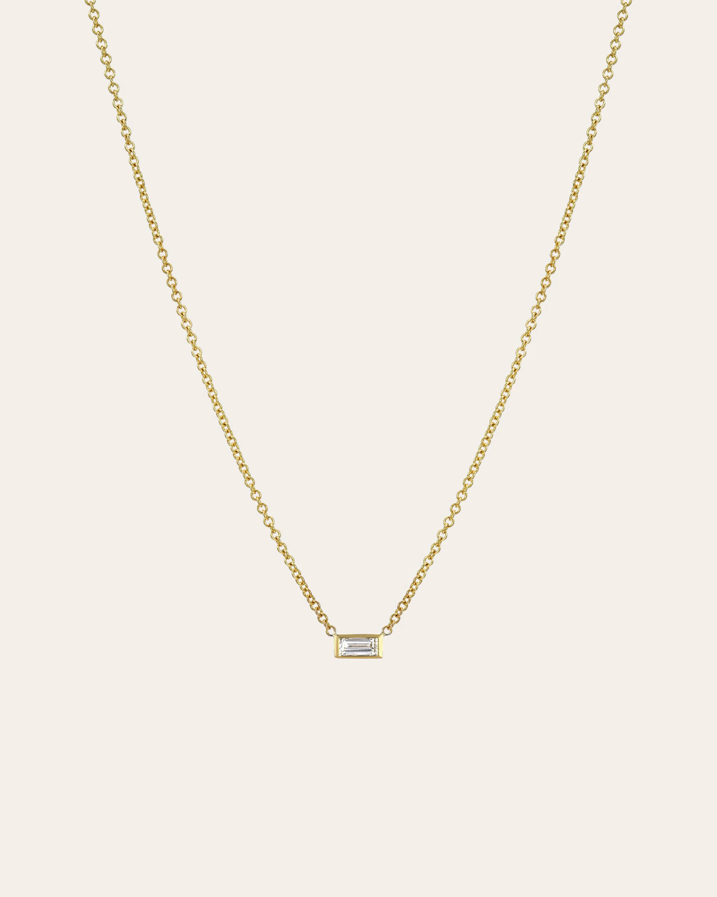 Diamond Baguette Necklace | Zoe Lev Jewelry