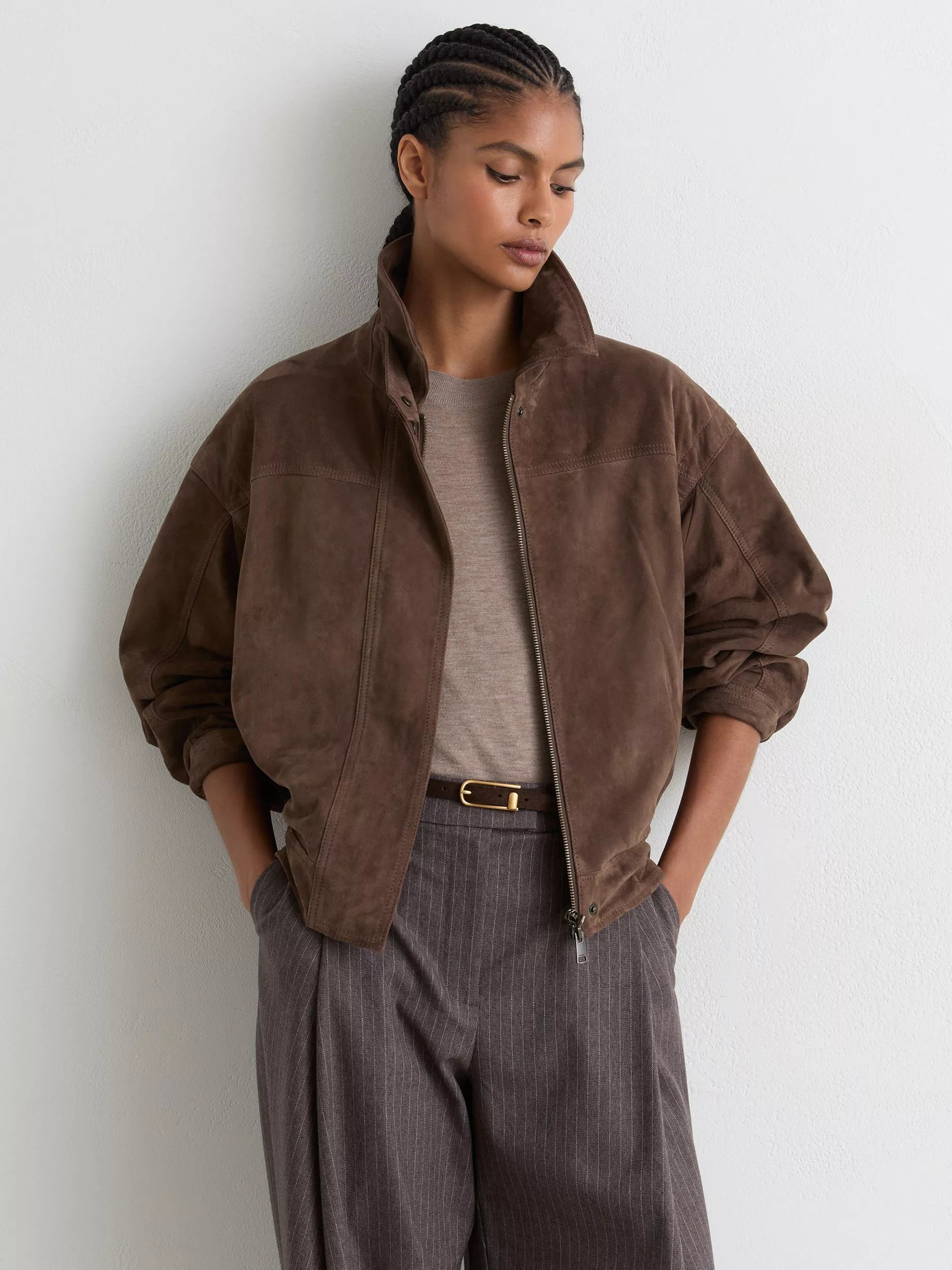 Reiss Cooper Suede Jacket, Brown | John Lewis (UK)