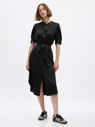 Puff Sleeve Satin Midi Shirtdress | Gap (US)