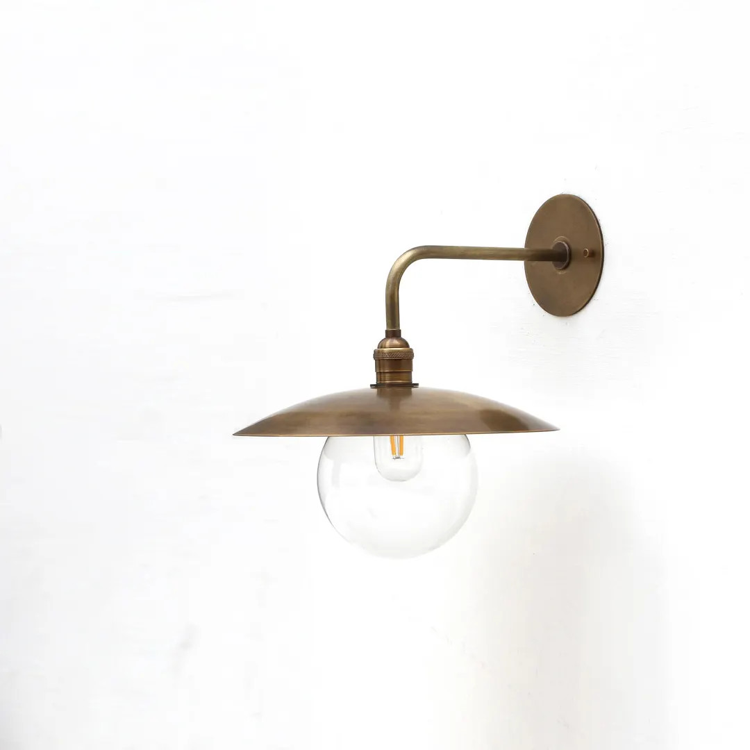 Brass Wall Sconce- Brass  light with 12" brass shade- Industrial brass wall sconce light- UL list... | Etsy (US)