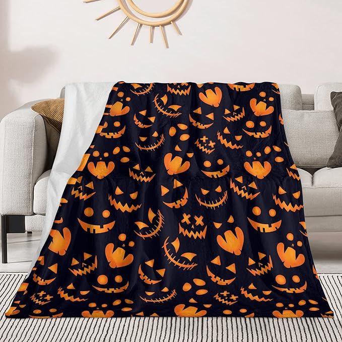 Halloween Throw Blanket Flannel Blankets Scary Pumpkin Bed Throws 50X60 Cozy for Baby Women Men K... | Amazon (US)