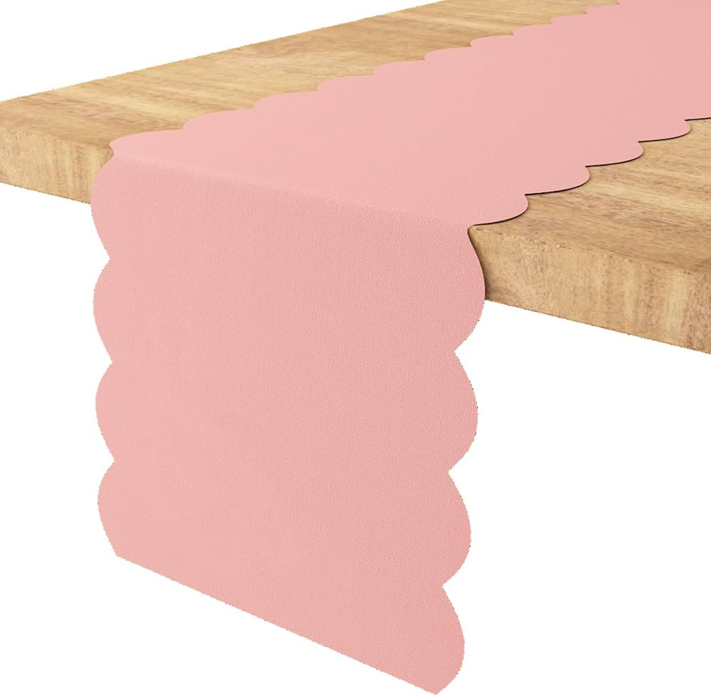 Swanoo Scallop Table Runner - Washable Polyester Fabric- Party Table Decoration- 2 Pack 14x104 in... | Amazon (US)