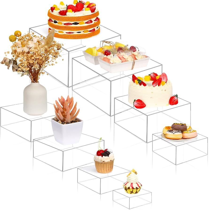 Geelin 8 Pack Acrylic Cube Risers Acrylic Boxes for Food Display Decorative Stands with Hollow Bo... | Amazon (US)