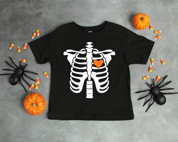 Halloween Skeleton Love// toddler/child Rabbit skins or Gildan shirt | Etsy (US)