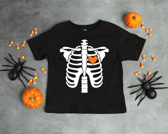 Halloween Skeleton Love// toddler/child Rabbit skins or Gildan shirt | Etsy (US)