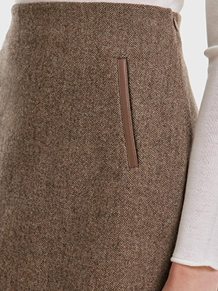 Washable Wool A-line Skirt | GOELIA