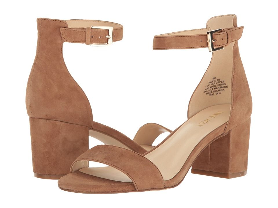 Nine West - Fields Block Heel Sandal (Natural Suede) Women's Shoes | Zappos
