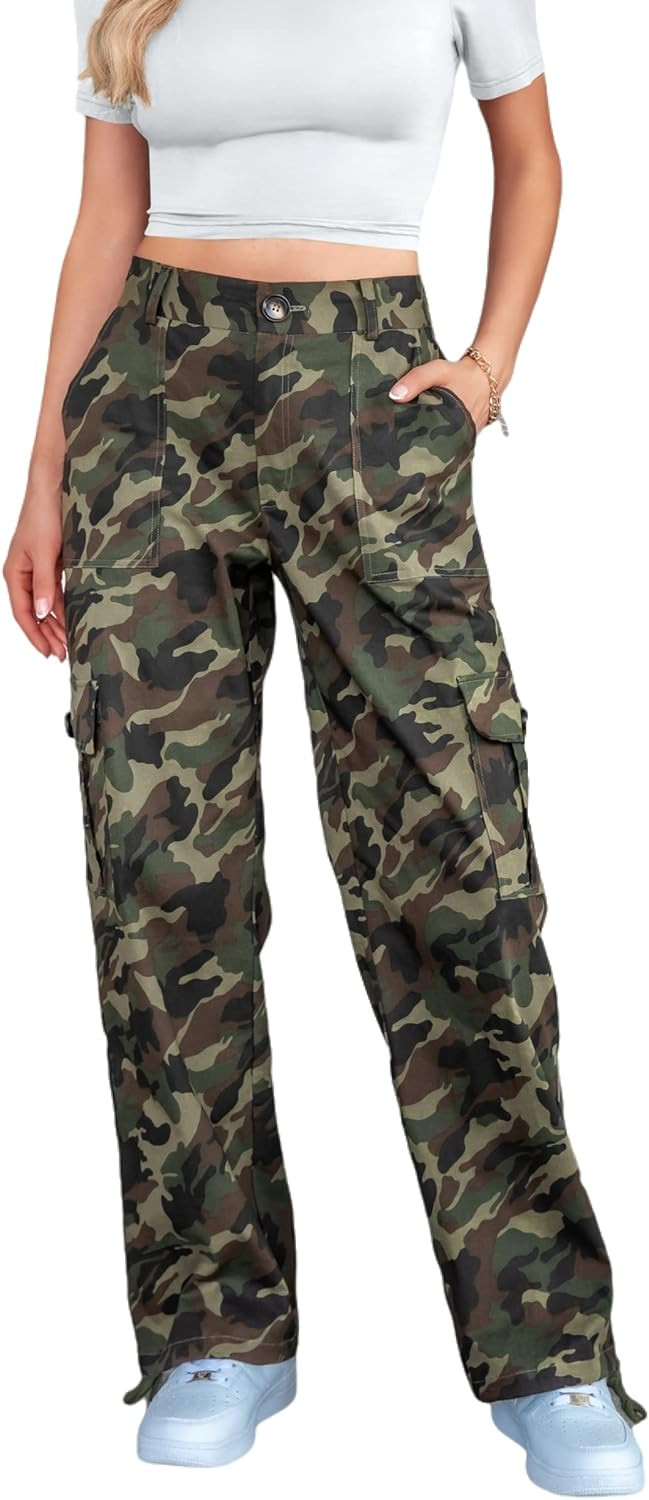 LOLOCCI Cargo Pants for Women High Waisted Travel Tactical Streetwear Casual Pants with 6 Pockets... | Amazon (US)