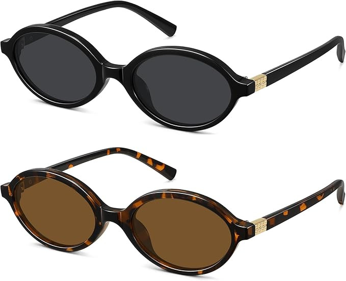 WOWSUN Retro Oval Sunglasses Womens Trendy Sun Glasses Sunnies UV400 Protection | Amazon (US)