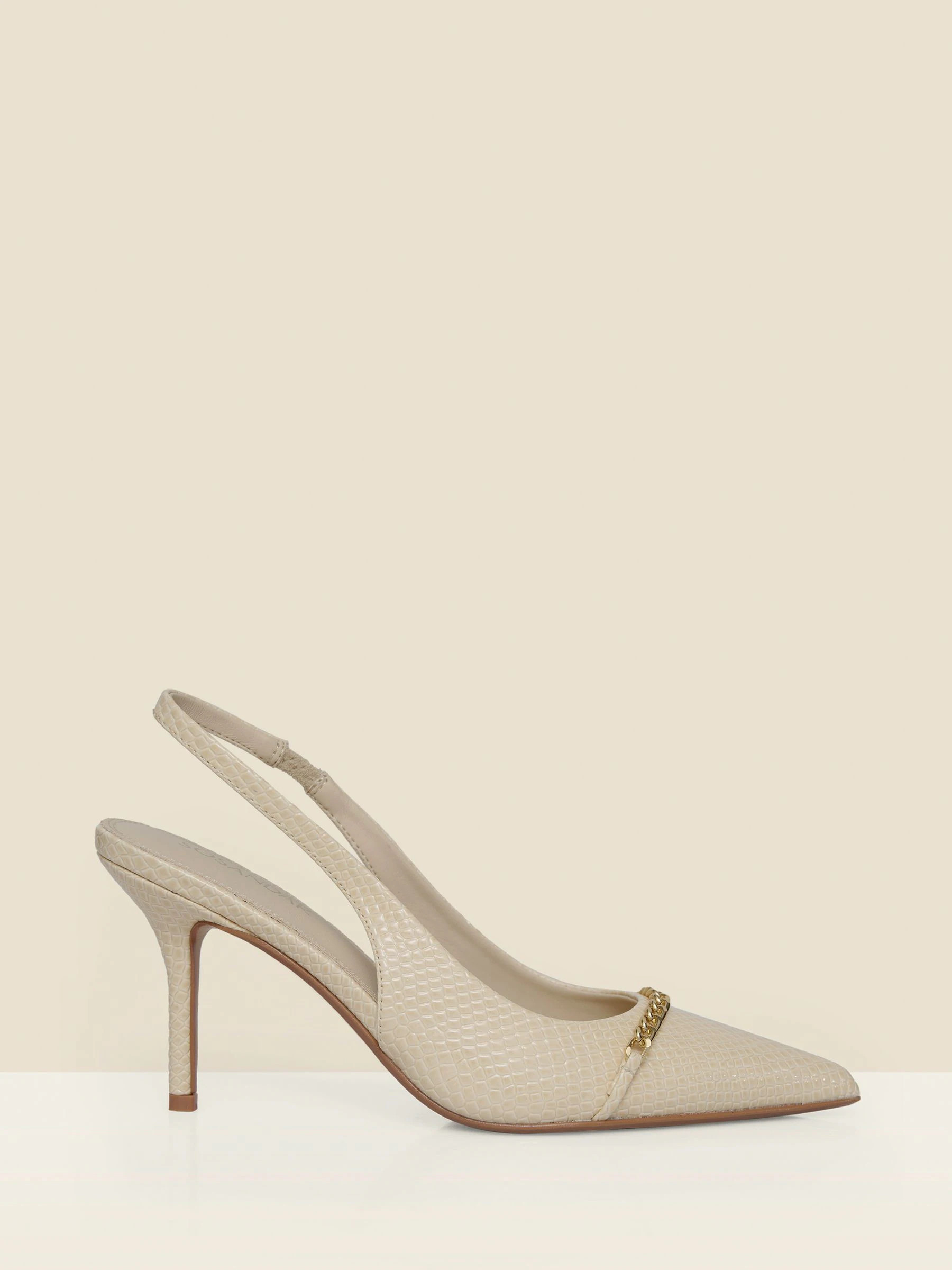 Sosandar Sosandar Natural Croc Chain Detail Slingback High Heel Court Shoes | Next US