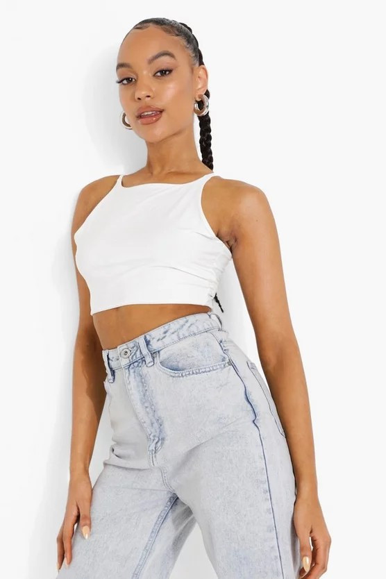 Racer Double Layer Crop Top | Boohoo.com (UK & IE)