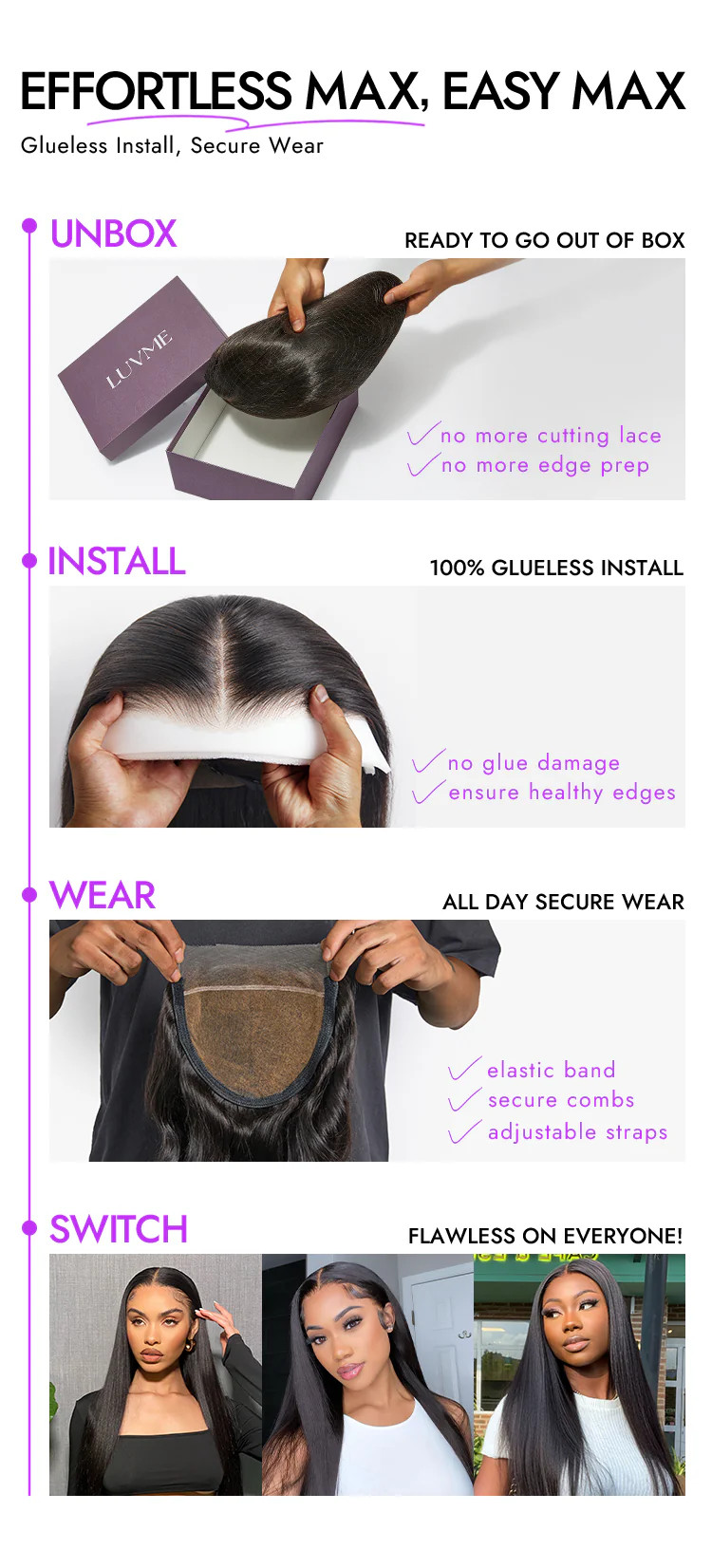 PreMax Wigs | Super Natural Hairline Silky Straight Glueless 13x4 Fron | Luvmehair