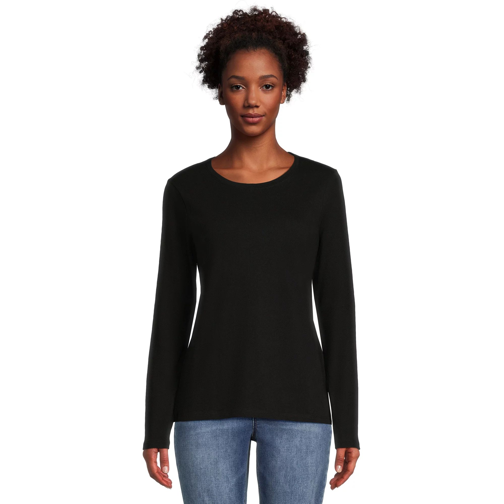 Time and Tru Women's Core Tee with Long Sleeves, Sizes S-3XL | Walmart (US)