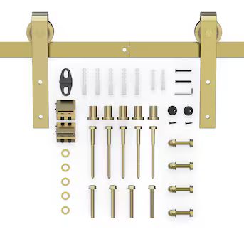 Clihome 79-in Matte Gold Indoor/Outdoor J-strap Single Barn Door Hardware Kit | Lowe's