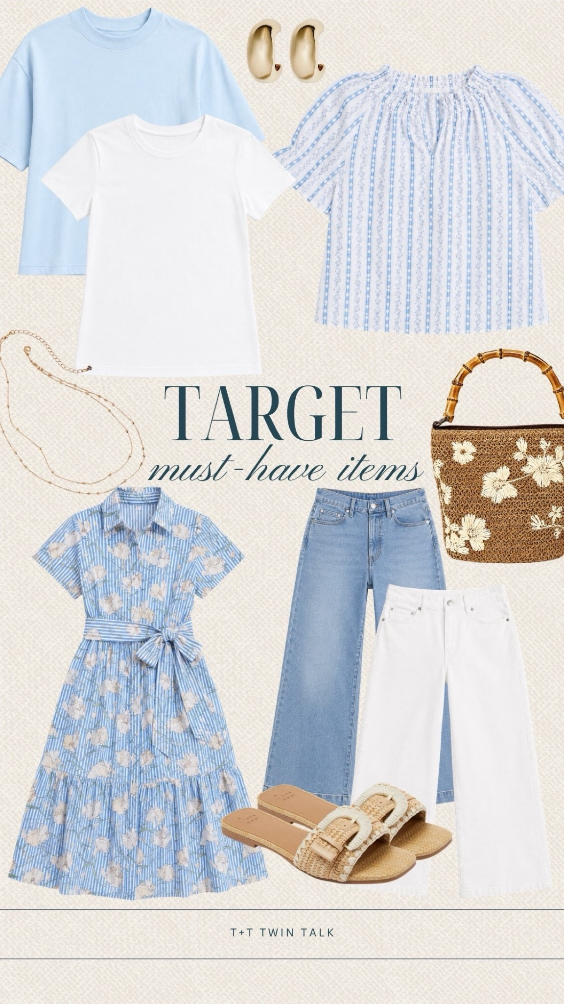 Target is seriously getting summer basics right lately. The blue striped tops, floral midi dress, and easy white denim all have that coastal summer feel without trying too hard. I’m also loving the woven floral bag and buckle sandals for adding a little texture to every outfit.

#LTKgrwm #LTKdayinmylife #LTKootd