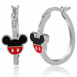 Disney Mickey Mouse Cubic Zirconia Hoop Earrings - Macy's | Macy's