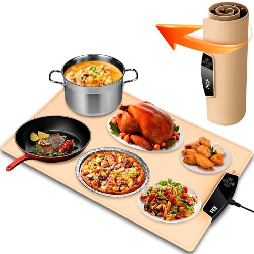 Food Warmer Electric Warming Mat, Portable Warming Mat for Food Parties, Rollable Electric Warming Trays Buffet Party Servers Heating Fastly in 10s, Timer Function for Your Family Christmas Gift | Amazon (US)