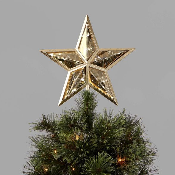 11.375in Lit Dewdrop Frame Mirrored Star Tree Topper Champagne - Wondershop™ | Target