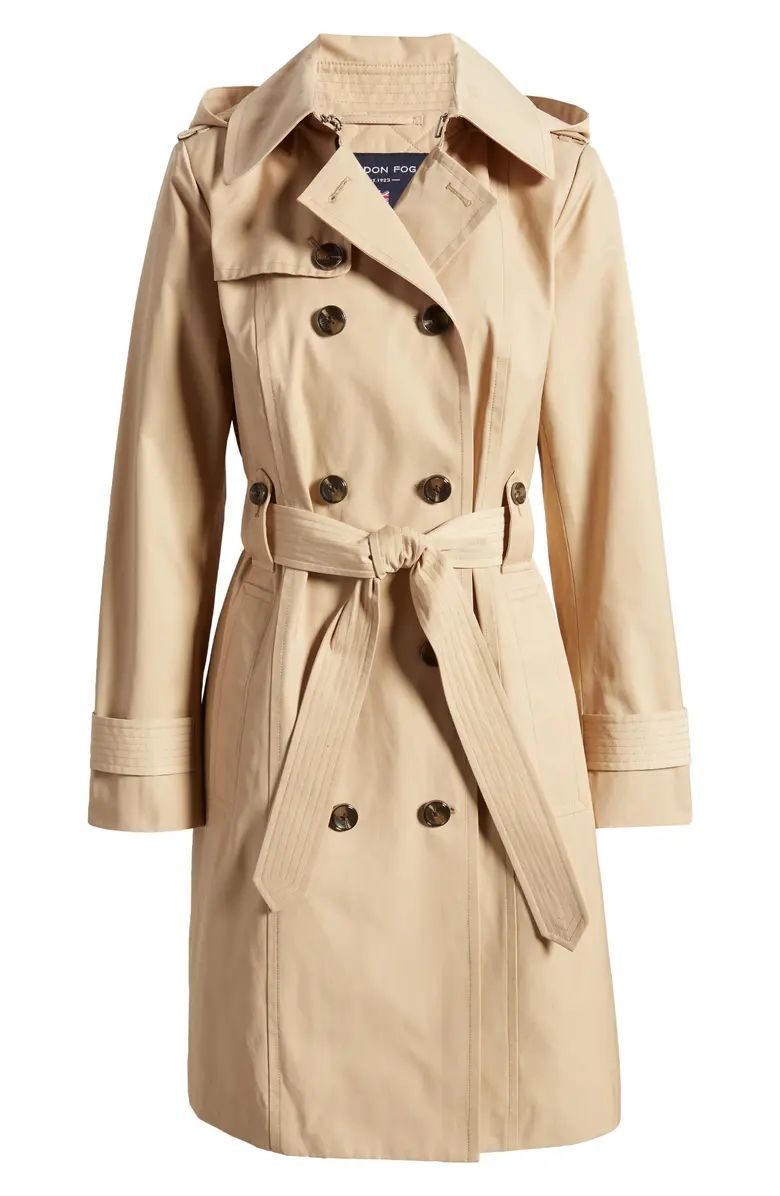 Belted Water Repellent Trench Coat with Removable Hood | Nordstrom